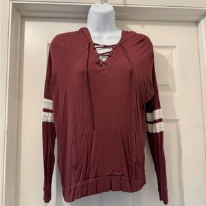 Women's Lace-Up Burgundy Hoodie